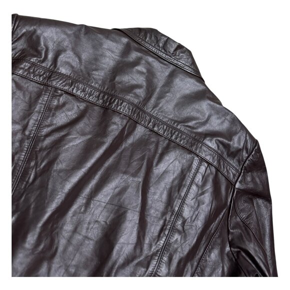 BERMANS Vintage Leather Fur Lined Retro 80s Brown Leather Parka Coat Mens Large - Picture 7 of 8